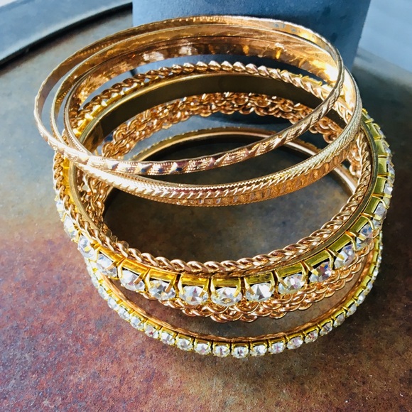 Cara n.y. Gold & Rhinestone Bangle Bracelets - Picture 4 of 8